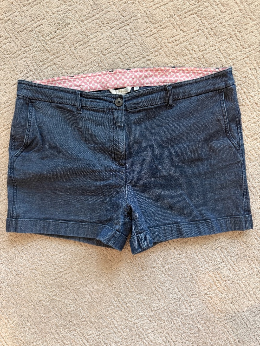 Boden Flat Front Denim Shorts with Cuffs